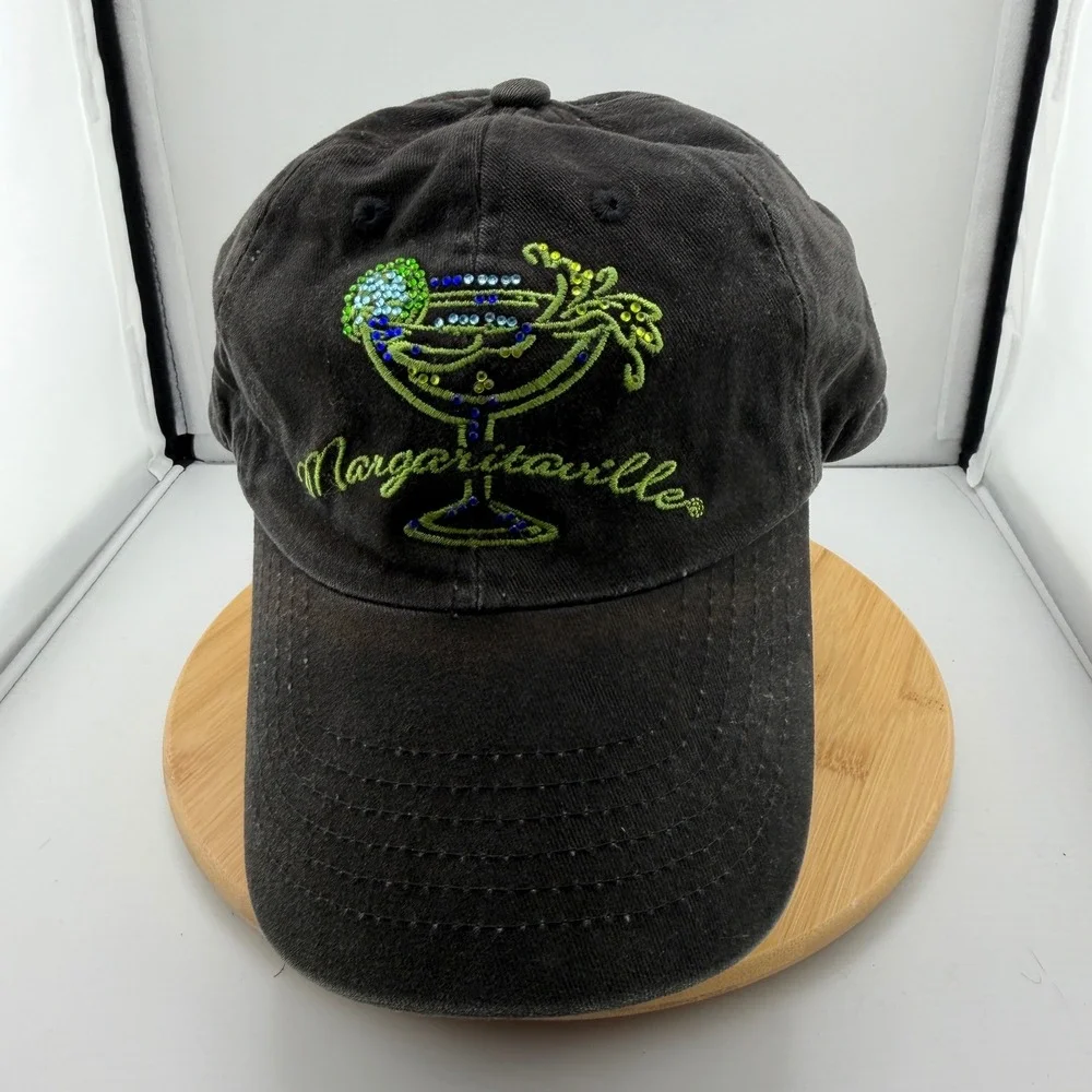 Margaritaville Jimmy Buffett Jamaica Embroidered Rhinestone Hat Black Cap